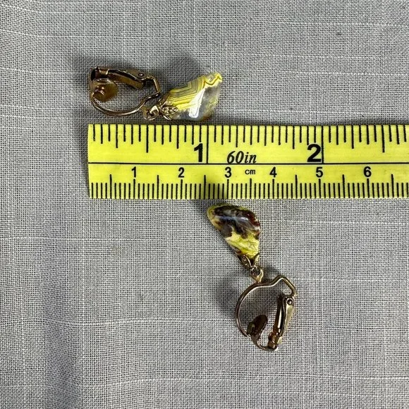 Vintage Bumblebee Jasper Clip On Earrings - Picture 6 of 13